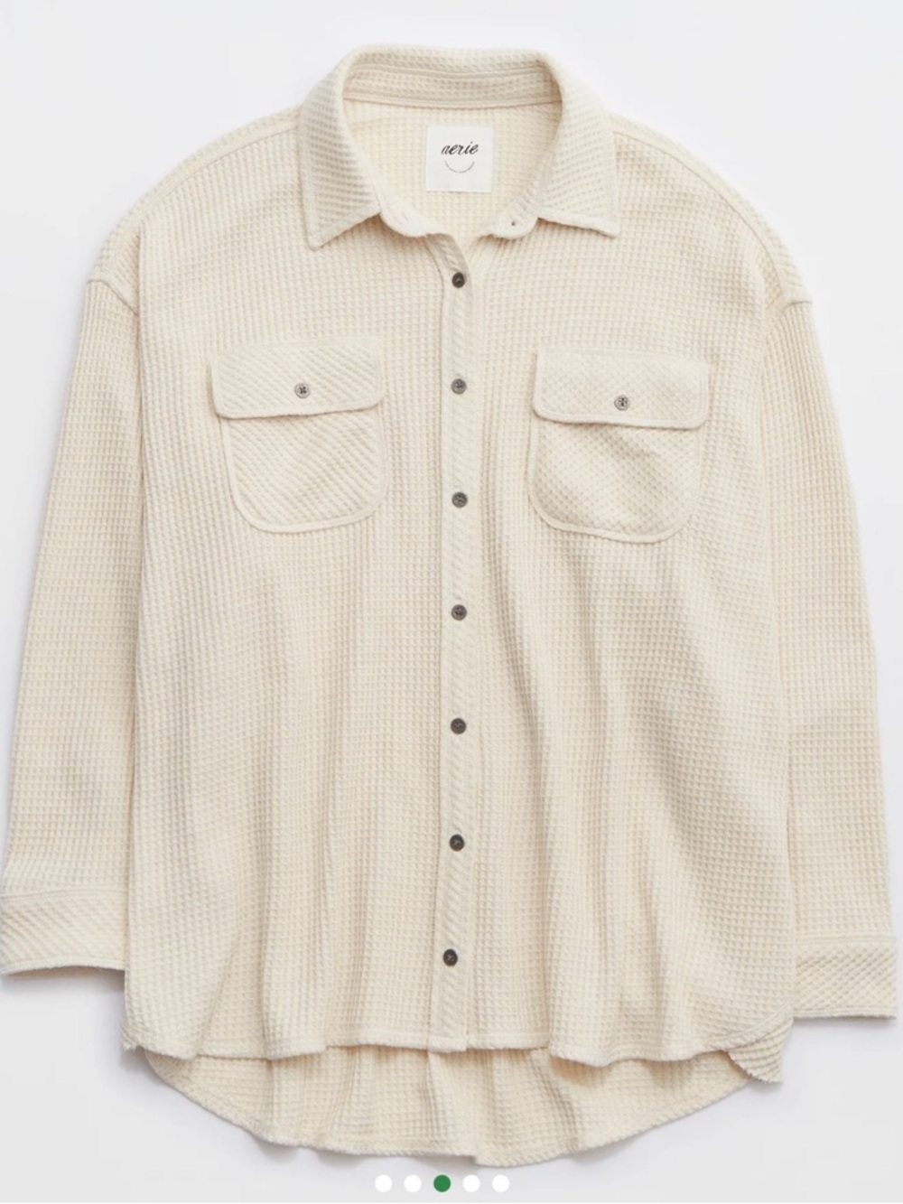 Aerie Light Lavender Waffle-Knit Button-Up - Picture 3 of 4